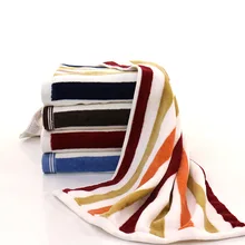 35x75cm Color Strip Thick Cotton Absorbent Washcloth Home Daily Necessities Grooming Face Towel Gym Sports Yoga Bath Towel