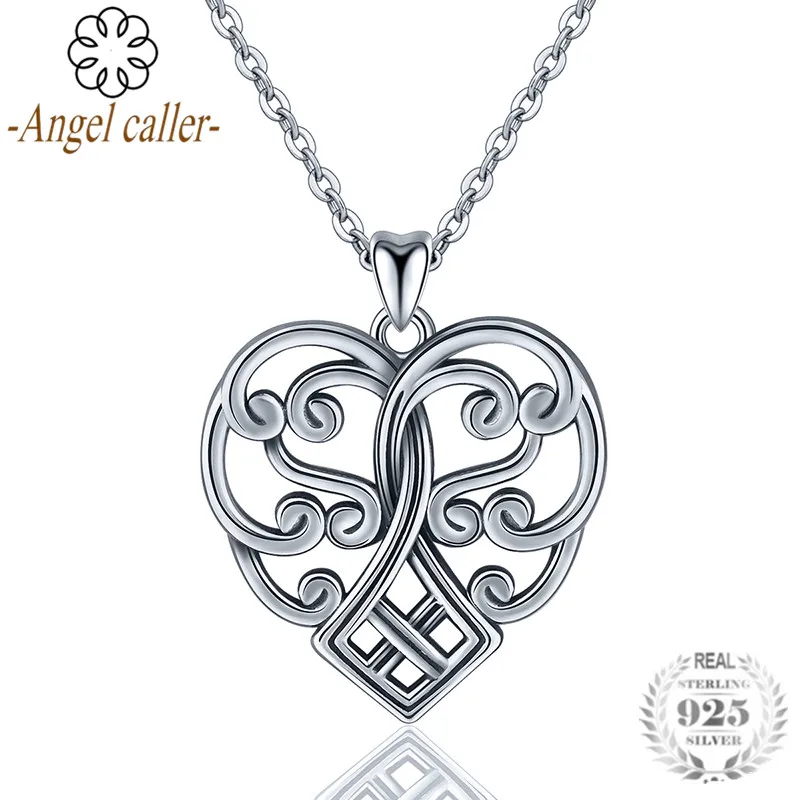 Женское ожерелье с подвеской в виде сердечка Angel Caller серебро 925 пробы ювелирное
