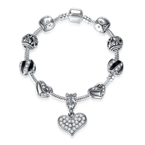 ELESHE, роскошная фирма, женский браслет из уникального серебра 925 пробы, кристалл, очаровательный браслет для женщин, сделай сам, бусы, браслеты, ювелирное изделие, подарок - Окраска металла: PS3839