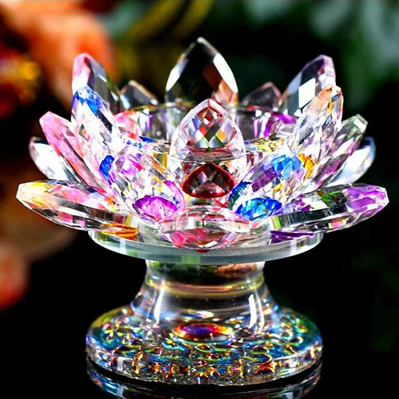 

110mm lotus crystal candlestick colorful lotus decorative candlestick christmas decorations for home wedding party souvenir gift