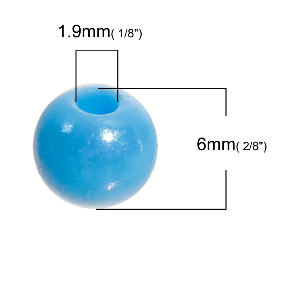 DoreenBeads круглые акриловые бусины случайным образом непрозрачные DIY Ювелирные компоненты бусины около 6 мм(2/") Диаметр, отверстие: около 1,9 мм, 200 шт
