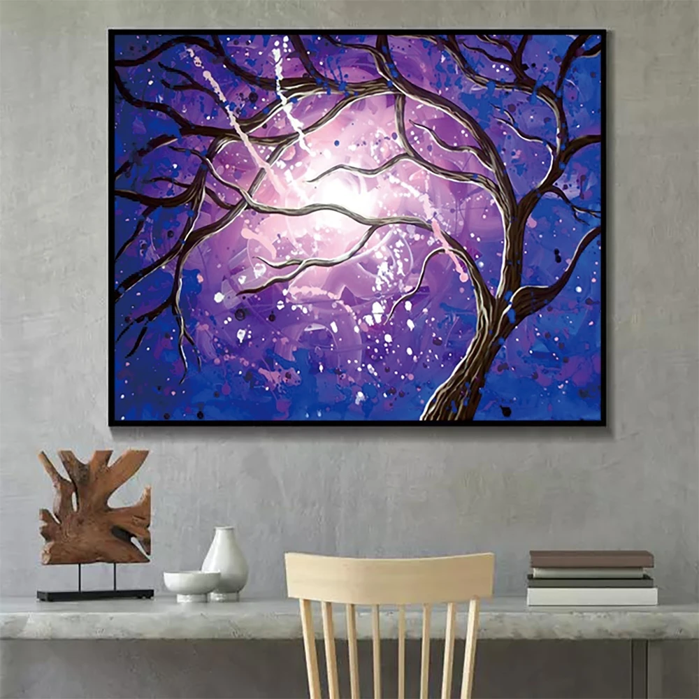 

Abstract Tree Sunset Wave Oil Painting on Canvas Poster and Prints Scandinavian Wall Art Picture for Living Room Cuadros Decor