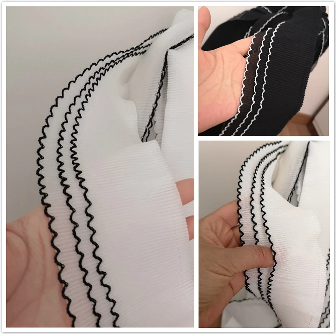 

8cm Wide Three-layer Encryption Pleated Wavy Side Chiffon Lace Fabric Skirt Children's Wear Edge Decoration Home Textile Sewing