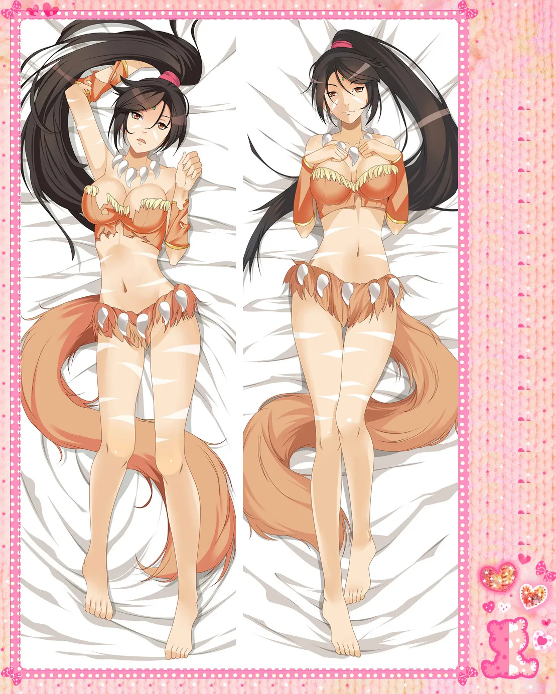Anime Cartoon LOL Double Bolster Hugging Pillow Case Cover Pillowcase Peach Skin 2 Way No.59087 | Дом и сад