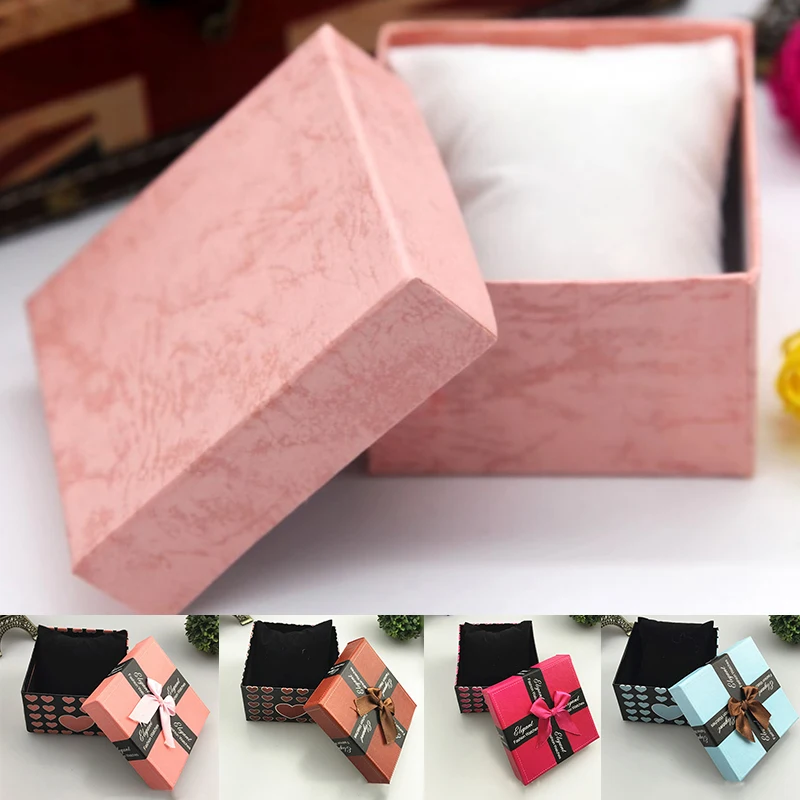 1 шт. Новая высококачественная коробка для часов с галстуком-бабочкой, картонная упаковочная коробка, цветная коробка, бумага 9*9*6 см, шелковая хлопковая Подарочная коробка, многоцветная с подушкой
