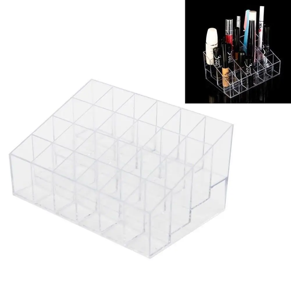  24 grid Clear Acrylic Make Up Storage Holder Makeup Organizer Storage Box Cosmetic Box Lipstick Jew