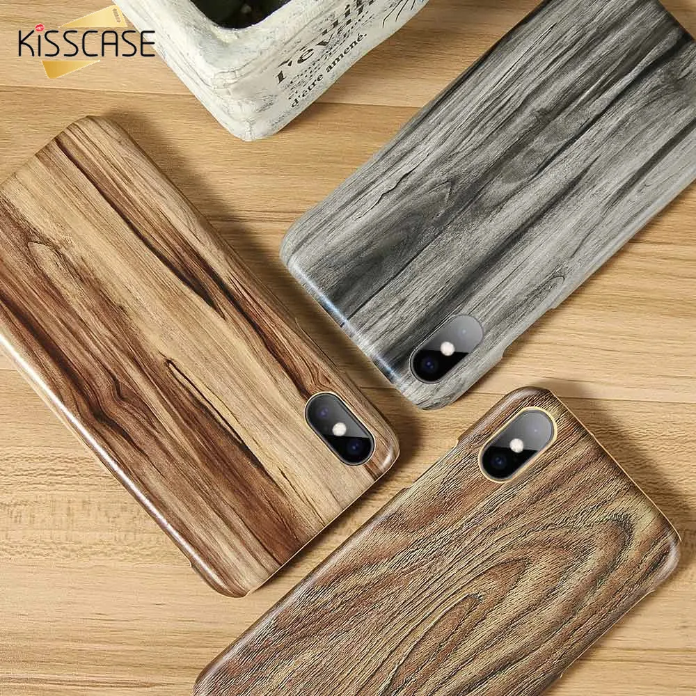 KISSCASE Real Wood Case For iPhone 6 Plus 6S Full Protection Hard Cover 8 7 XS Max XR Funda Capinhas |