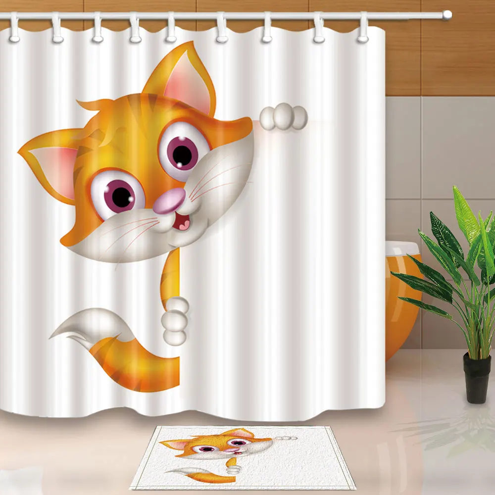 Забавные кошки занавески для душа Высокое качество для Ванной Экраны домашний декор полиэстер ткань водонепроницаемый и устойчивый к плесени с крючками моющиеся - Цвет: B-3168
