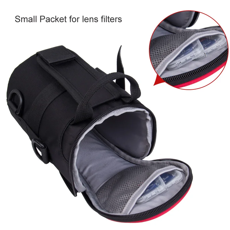 Najtaniej Zdjęcie regulowany pasek DSLR wyściełany aparat talia uchwyt na pas w Nylon funkcjonalna miękka wyściólka torba na obiektyw etui do Canon Nikon