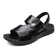 Высокого качества из натуральной кожи; Летняя мужская обувь, сандали Модные мужские сандалии пляжная обувь мягкая подошва дышащая обувь