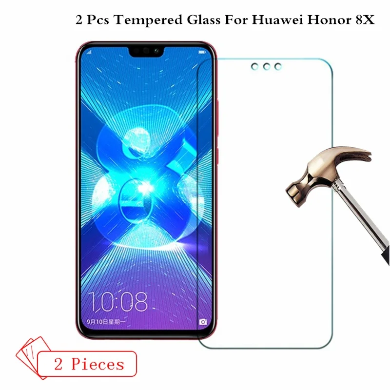 2 Pieces Tempered Glass For HUAWEI Honor 8X cover screen protective smartphone toughened case 9H on 6.5 inch crystals thin clear | Мобильные