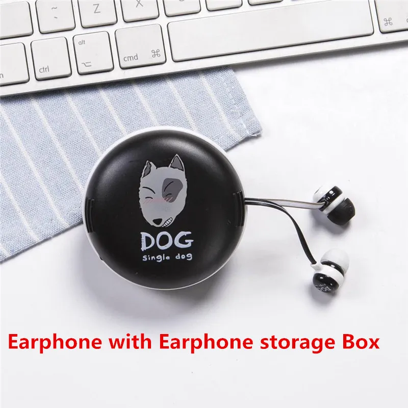 Cute 3.5MM Wired Earphones Stereo Sports Headset With Earphone Storage Box Set For Smartphone | Электроника