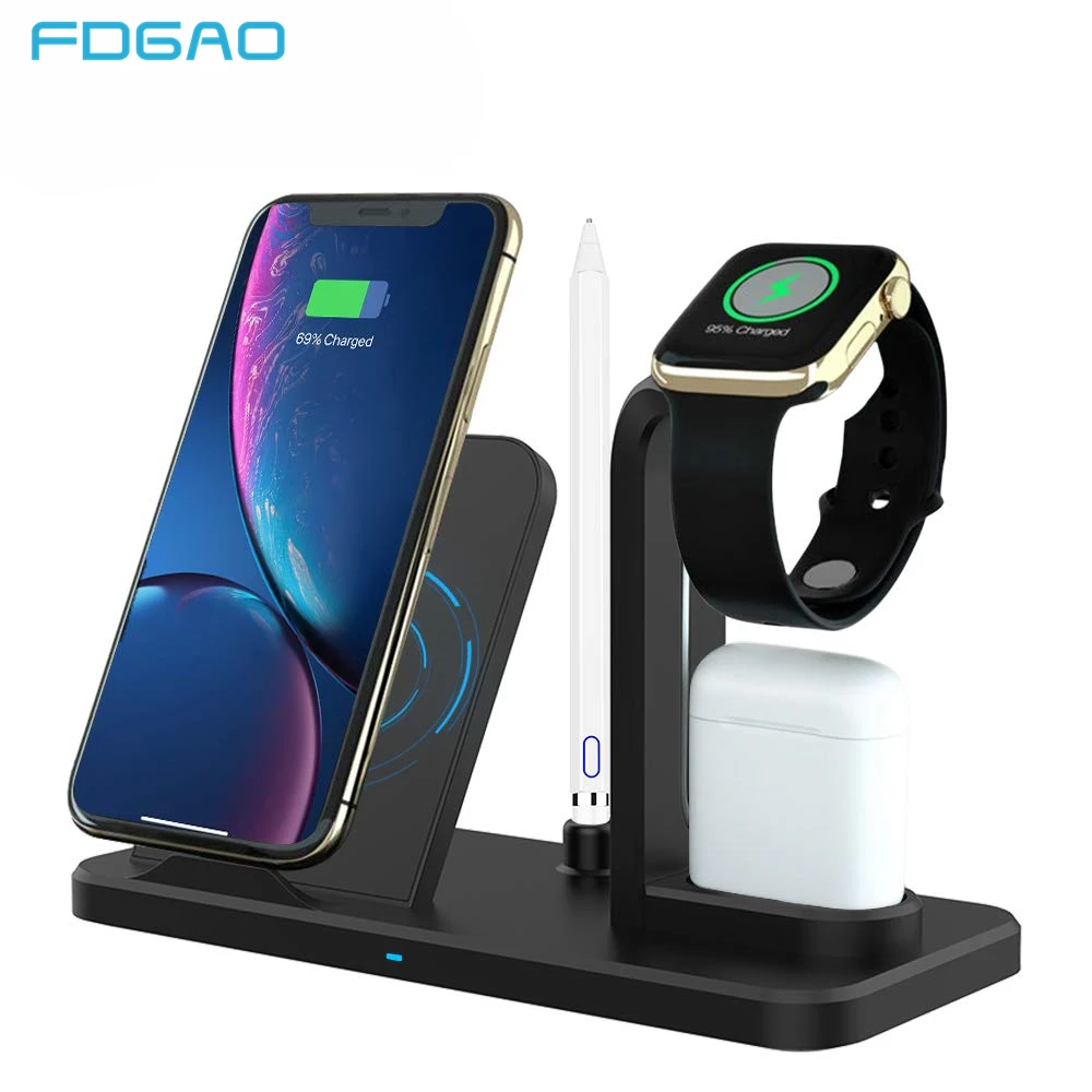 En Ligne 3 en 1 10W Qi chargeur sans fil pour iWatch 5 4 3 2 1 AirPods Qi charge rapide pour Apple Watch iPhone 11 XS XR X 8 Samsung S10 S9