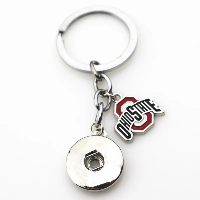 6pcs/lot Wholesale OHIO STATE Snap Keychains Keyring snap buttons key