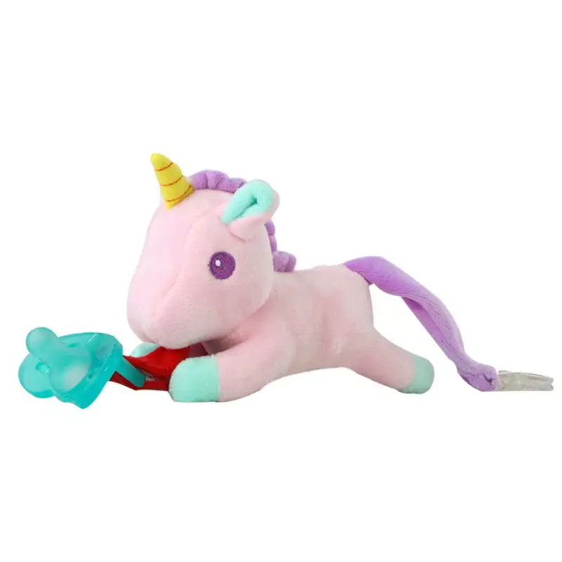 

Baby Pacifier Holder Hanging Removable Plush Animal Doll Toy Soothie Pacifier and Teether Holder with Clip