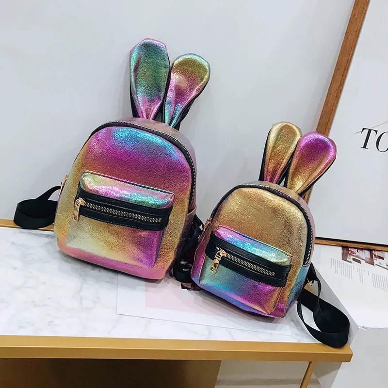 

2018 New Fashion Cartoon Backpack with Sequins Rabbit Ears Mini Backpack Women Small Backpacks for Girls Teenagers Mochila Mujer