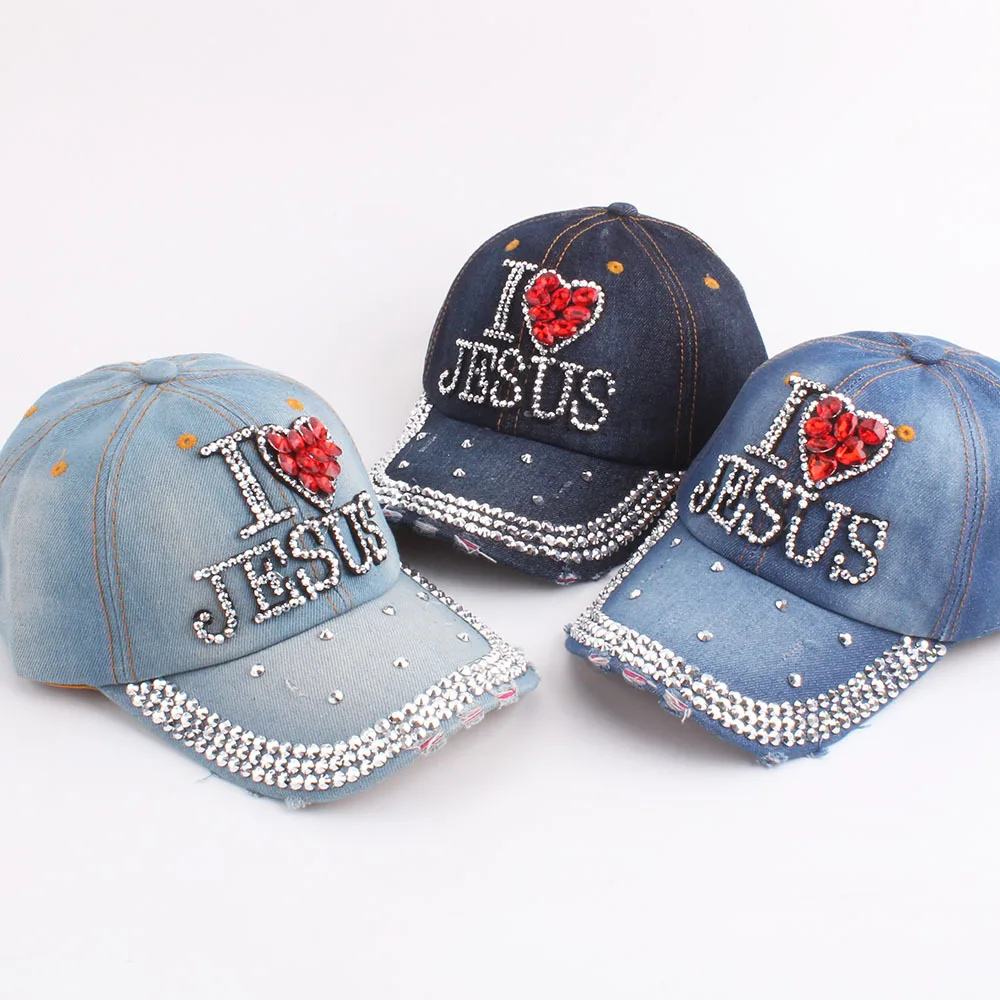 Хами Otwo новая бейсболка джинсы алмаз I LOVE JESUS уличная Snapback шляпа для женщин и мужчин хип-хоп джинсовая хлопковая кепка шапки
