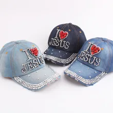 Хами Otwo новая бейсболка джинсы алмаз I LOVE JESUS уличная Snapback шляпа для женщин и мужчин хип-хоп джинсовая хлопковая кепка шапки