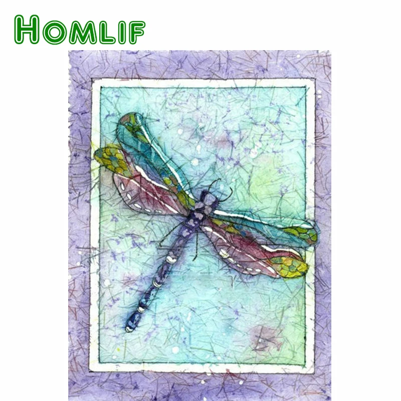 Алмазная картина HOMLIF 5d сделай сам с акварелью и стрекозой полноразмерная мозаика