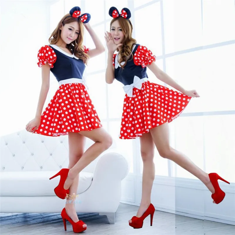 Halloween Women/'s Mickey Mouse Fancy Dress Minnie Cospaly Outfit Party Hot Red