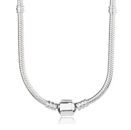 

925 Sterling Silver Moments Lobster Ball Clasp Smooth Snake Chain Pandora Necklace For Women Wedding Gift Europe Jewelry