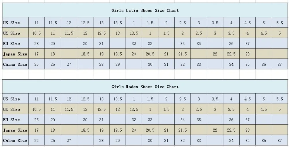 Girl size chart