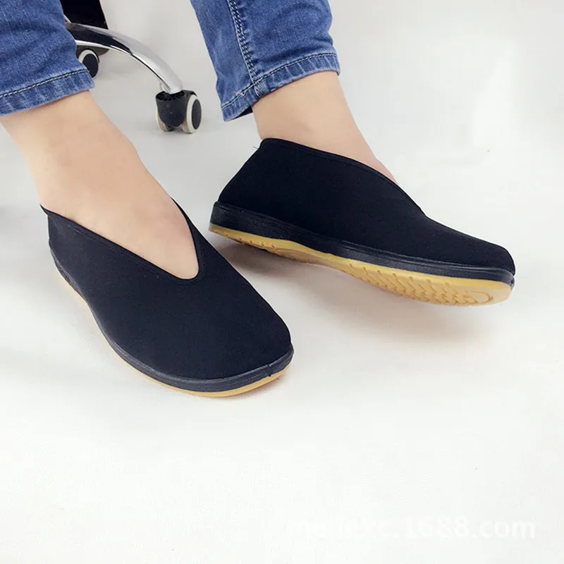 Китайская традиционная обувь в стиле «Старый Пекин»; обувь «кунг-фу Тай Чи» с резиновой подошвой; черные кроссовки унисекс для боевых действий; китайские кроссовки «кунг-фу»