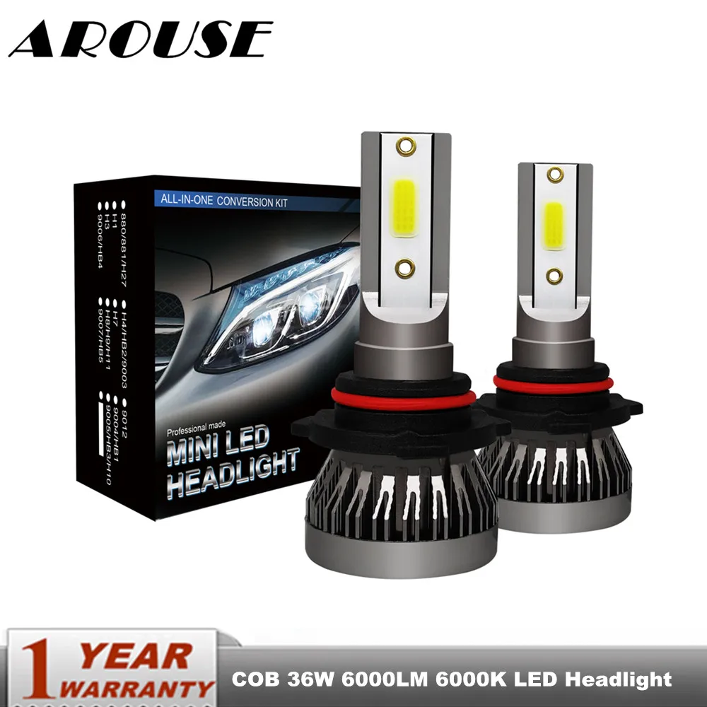 

AROUSE H4 Hi lo Car LED Headlight Bulbs H7 H11 9005 9006 36W 6000LM 6000K COB Led Auto Headlamp LED Lamp Lighting Bulb 12v 24v