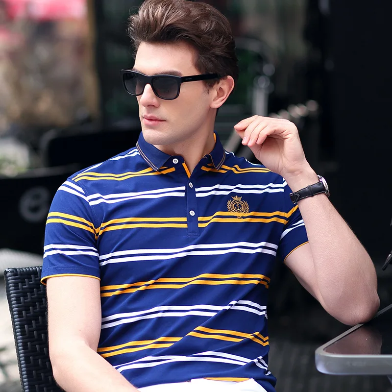 New Arrive 2018 Striped Men Polo Shirt Cotton Breathable Male Polos ...