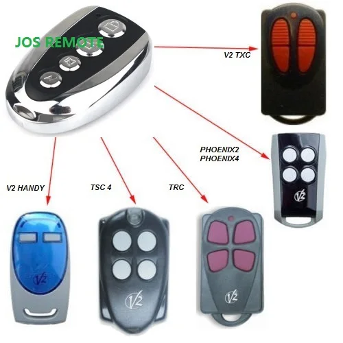 

V2 compatible remote for V2 garage door remote ,model V2 TXC ,phoenix2,phoenix4,TSC4,TRC,V2 handy remote compatible