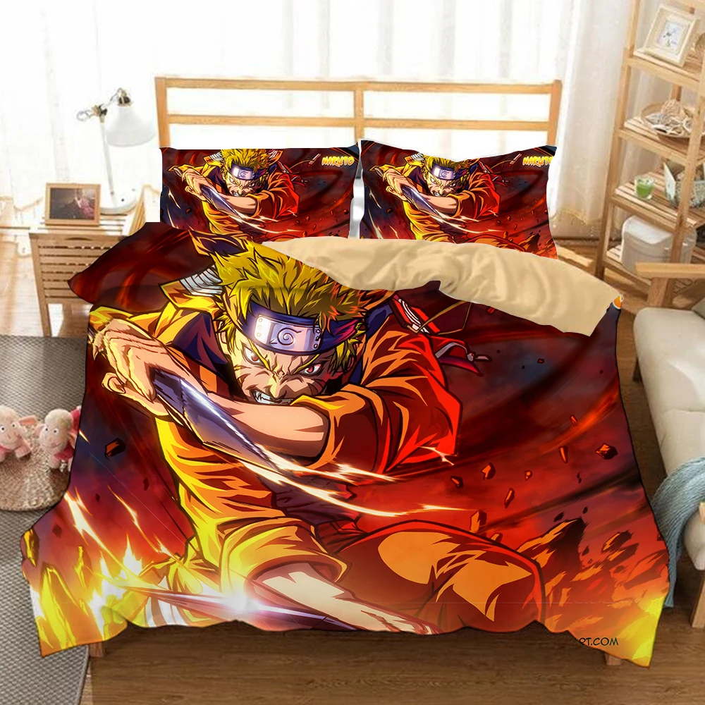 

Luxury Bedding Set sanding Cartoon animation One Piece Naruto stupid dog movie 3pcs Duvet Cover Sets Pillowcase