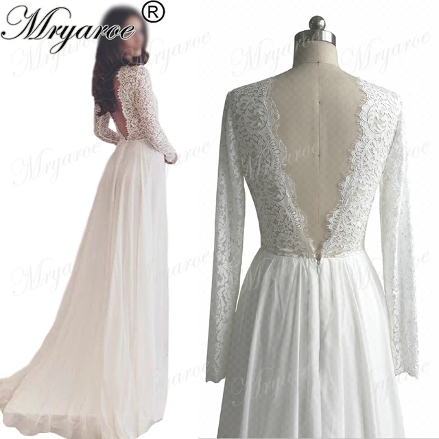 Online Shop Mryarce Classic Lace Long Sleeve Open Back Wedding Online Shop Mryarce Classic Lace Long Sleeve Open Back Wedding