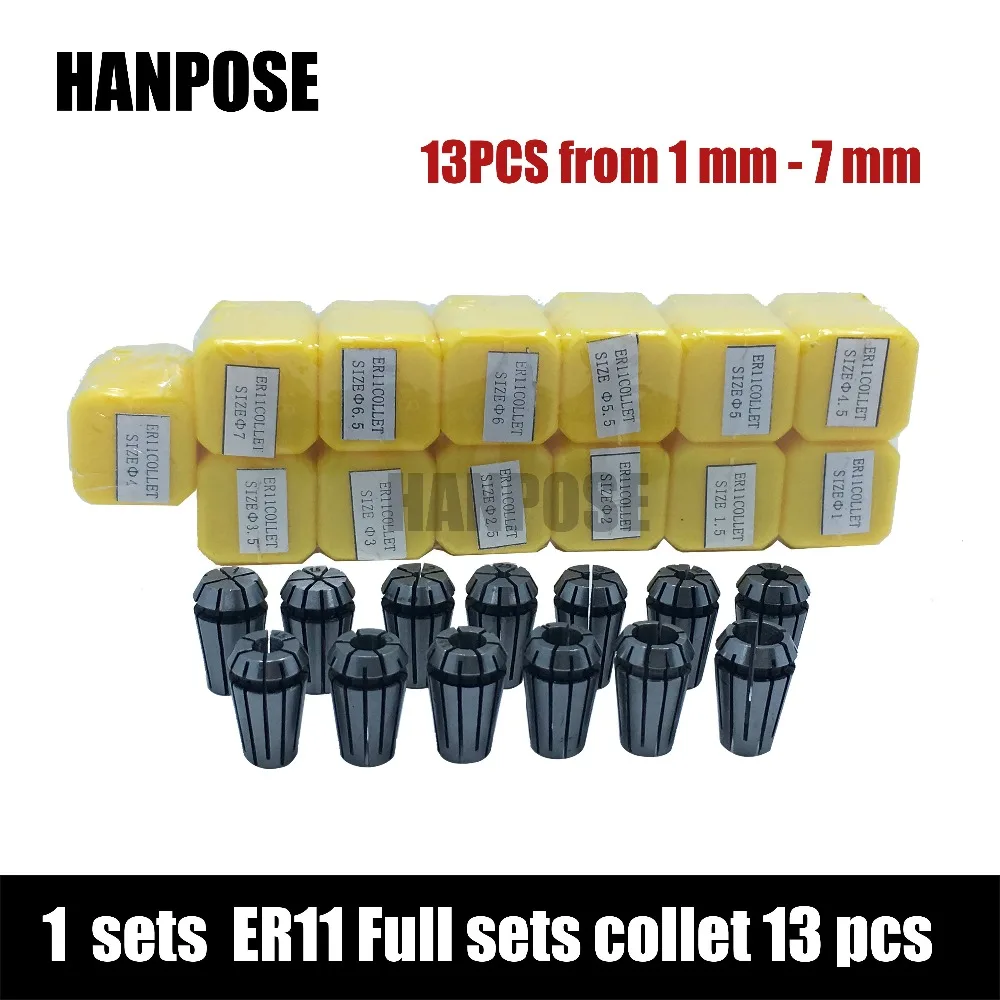 

Free shipping Top standard quality er11 collet set 13 pcs from 1 mm to 7 mm for CNC Milling Lathe Tool 1-7mm Tool Spindle motor