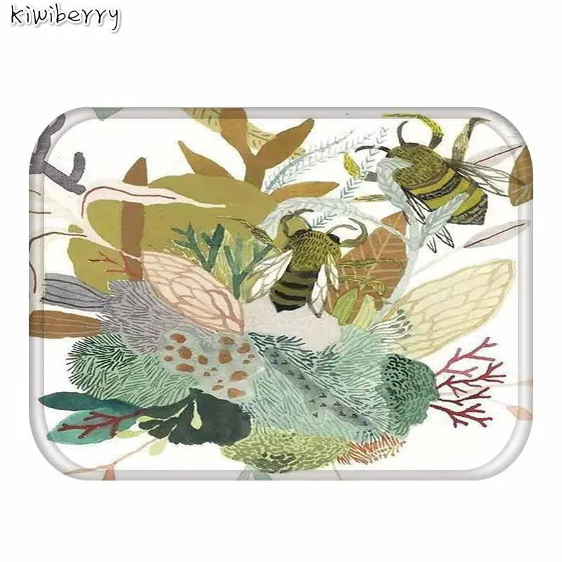 Nordic Flannel Waterproof Door Mat Plant Birds Printed Floor Rugs For Bed Room Carpet Decorative Stair Tapete Home Decor Crafts Nordic Flannel Waterproof Door Mat Plant Birds Printed Floor Rugs For Bed Room Carpet Decorative Stair Tapete Home Decor Crafts