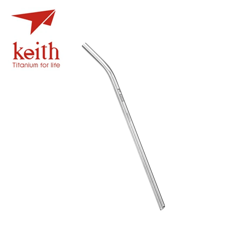 Keith titanio paja con 1 Clean cepillo curva y recta familia bebida campamento grado alimenticio ecológico 21 cm