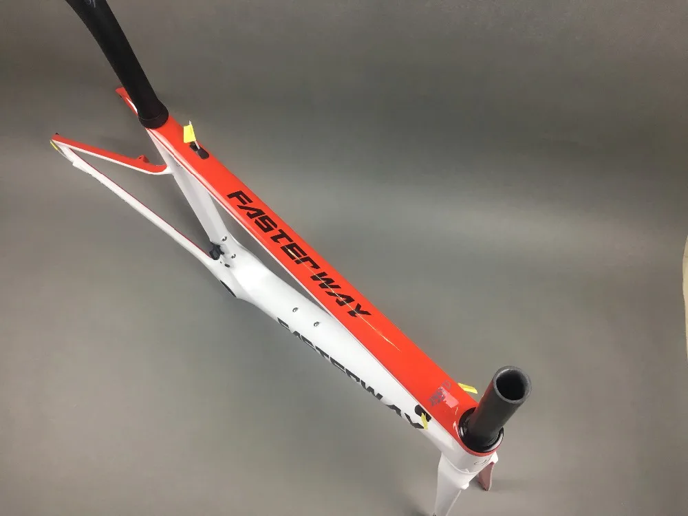 Perfect white red with black  FASTERWAY classic carbon road frameset UD weave carbon bike frame:Frameset+Seatpost+Fork+Clamp+Headset 106