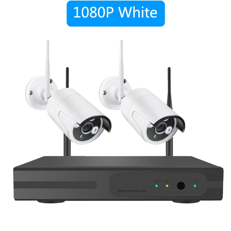 HD 1080P 4CH Беспроводная NVR CCTV система 2MP уличная Водонепроницаемая WiFi ip-камера, Аудио запись, охранный комплект видеонаблюдения - Цвет: 2CH 1080P White