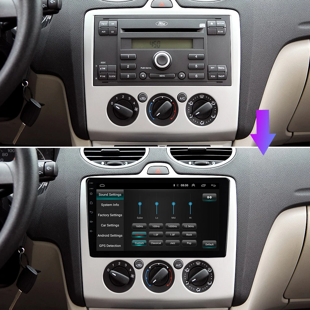 EKIY Автомобильный мультимедийный видео плеер gps навигация Android Авторадио для Ford Focus 2 3 Mk2 Mk3 головное устройство 1 г+ 16 г с 4 г модемом