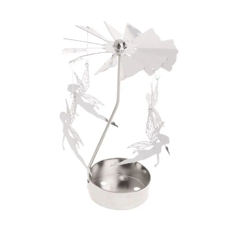 Вращающийся светильник для чая, металлический светильник для свечей, держатель для чая, карусель, домашний декор, подарки - Цвет: E