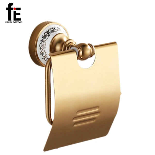 Fie Gold Toilet Paper Holder With Ceramics Roll Tissue Fie Gold Toilet Paper Holder With Ceramics Roll Tissue Solid Br Bathroom Accessories Products