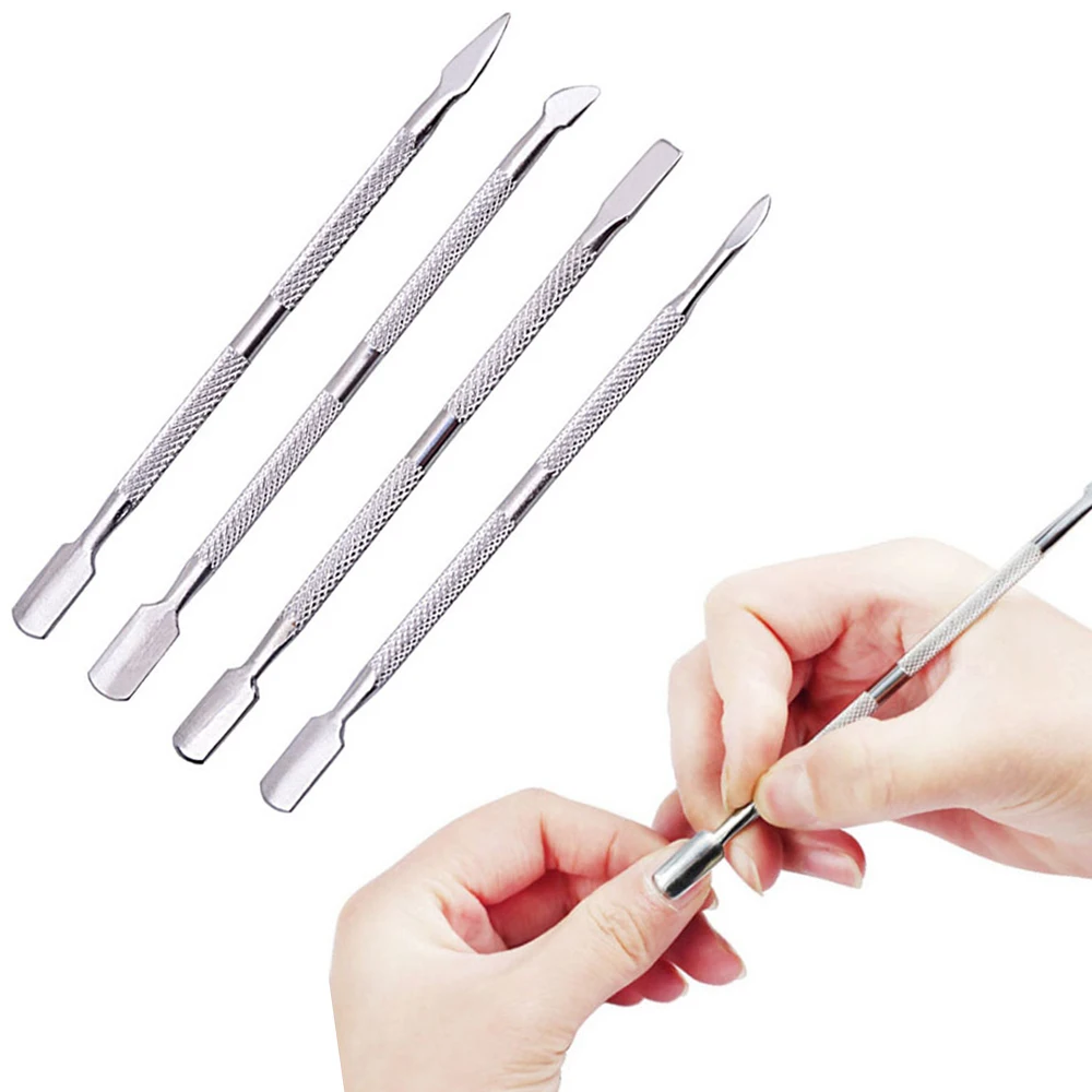 4pcs/lot Cuticle Pusher Finger Dead Skin Remover Push Stainless Steel