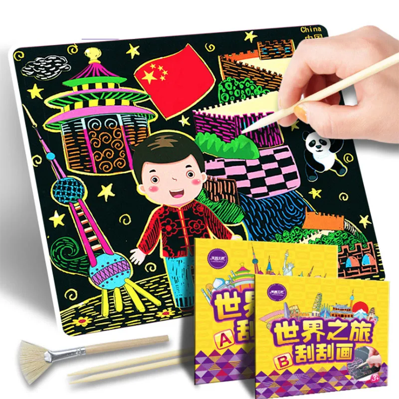 

Creative DIY colorful drawing board Paper scratch painting doodle scraping kindergarten manual set learning educational toys