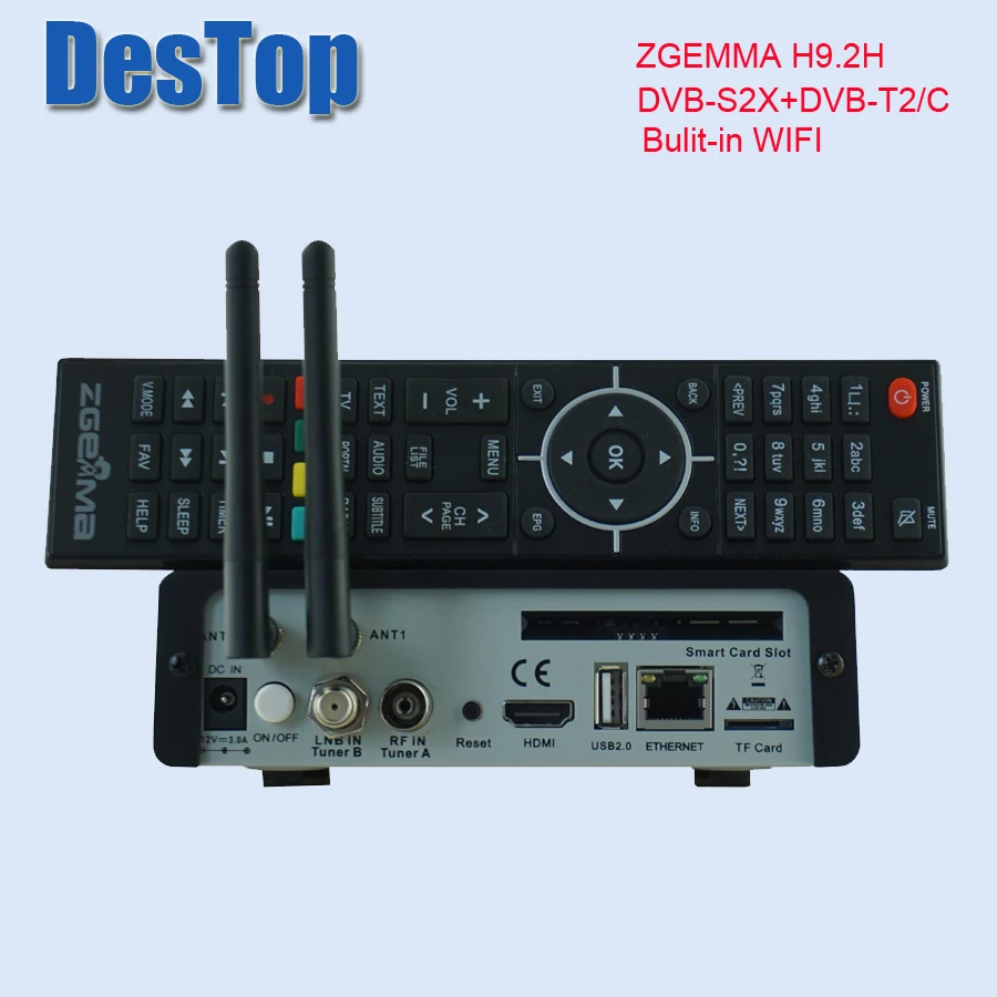 Оригинальная версия 4 к UHD телеприставка ZGEMMA H9.2H Linux OS DVB-S2X+ DVB-C/T2 тюнеры HEVC/H.265 декодирование bulit в wifi