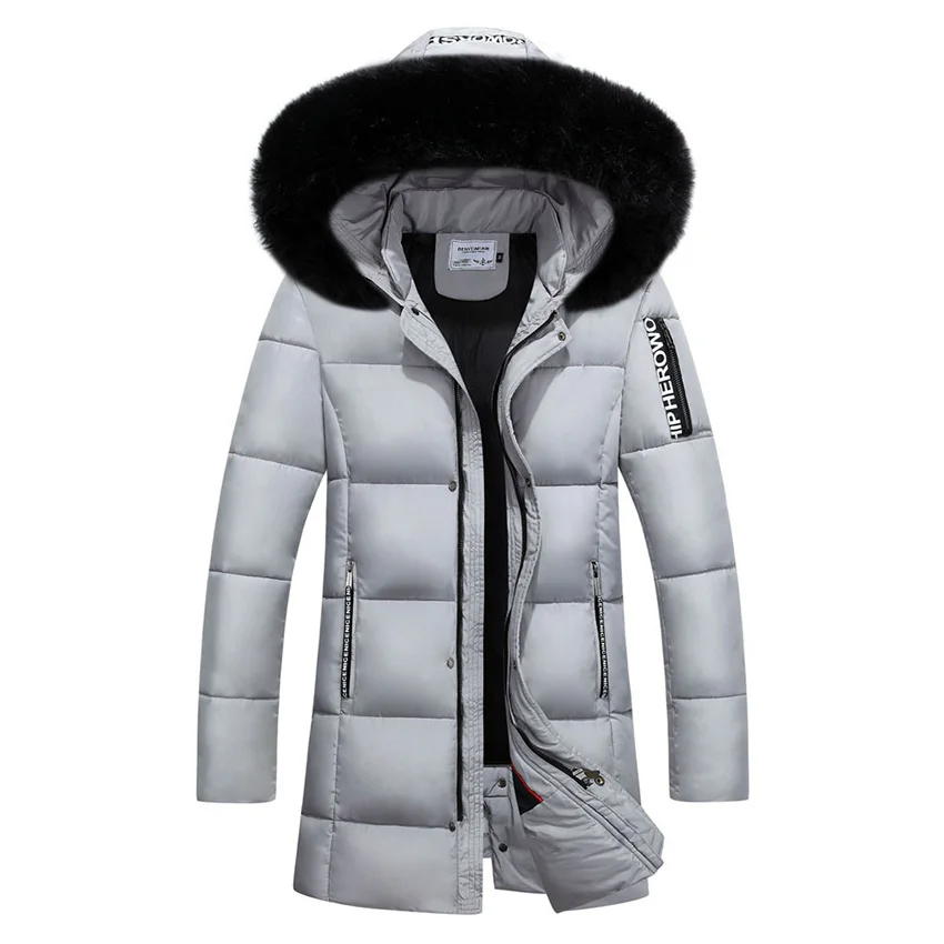 Free Shipping 2018 Winter Duck Down Jacket Men Long Slim Coat Big Fur Collar Coat Long Youth Winter Outwear Jacket D130