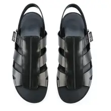 Летние Мужская обувь на плоской подошве сандалии с перекрестной шнуровкой из натуральной кожи ручной работы Гладиатор Туфли с ремешком и пряжкой мелкие Твердые мужской Приморский повседневная обувь