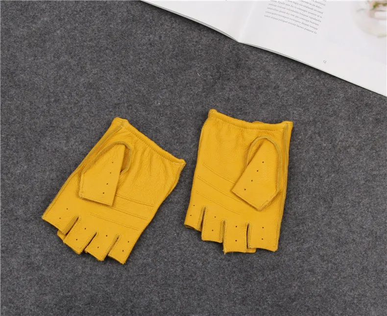 High Quality Man's Half Finger Gloves Breathable Non-Slip Fitness Leather Fingerless Gloves Black Camel Driving Gloves Male NAN7 mens snow gloves