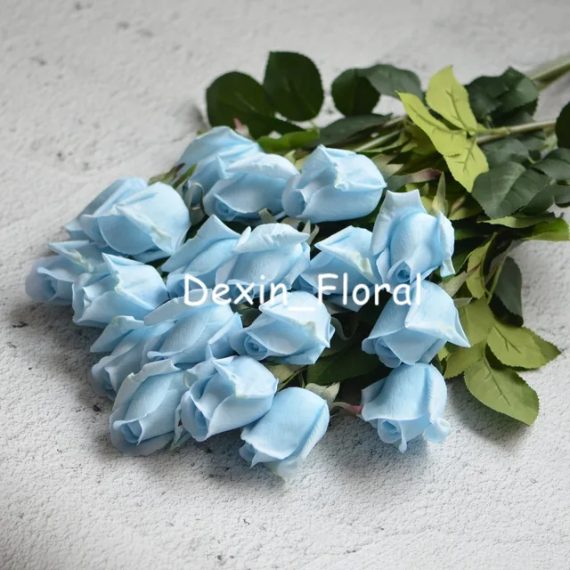 10 Stems Pale Blue Rose Buds Real Touch Roses Diy Silk Bridal 10 Stems Pale Blue Rose Buds Real Touch Roses Diy Silk Bridal Bouquets Wedding Centerpieces Home