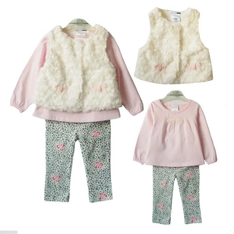 3 шт. детский хлопковый комплект из жилета футболки и леггинсов|infant clothes|baby girl clothing