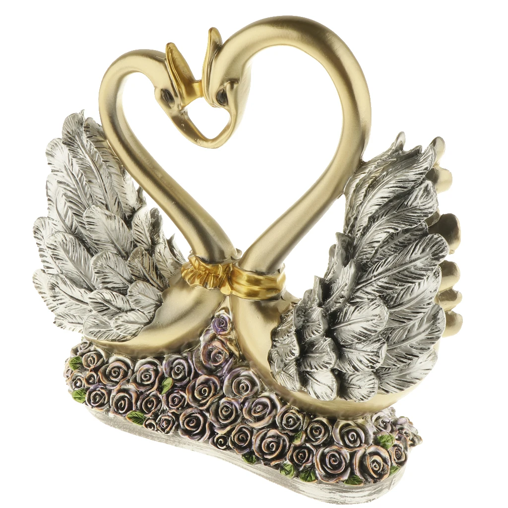 European Couple Kissing Swan Figurines Home Decoration Wedding Gifts Wine Cabinet Display Resin Crafts Household Swan Miniatures