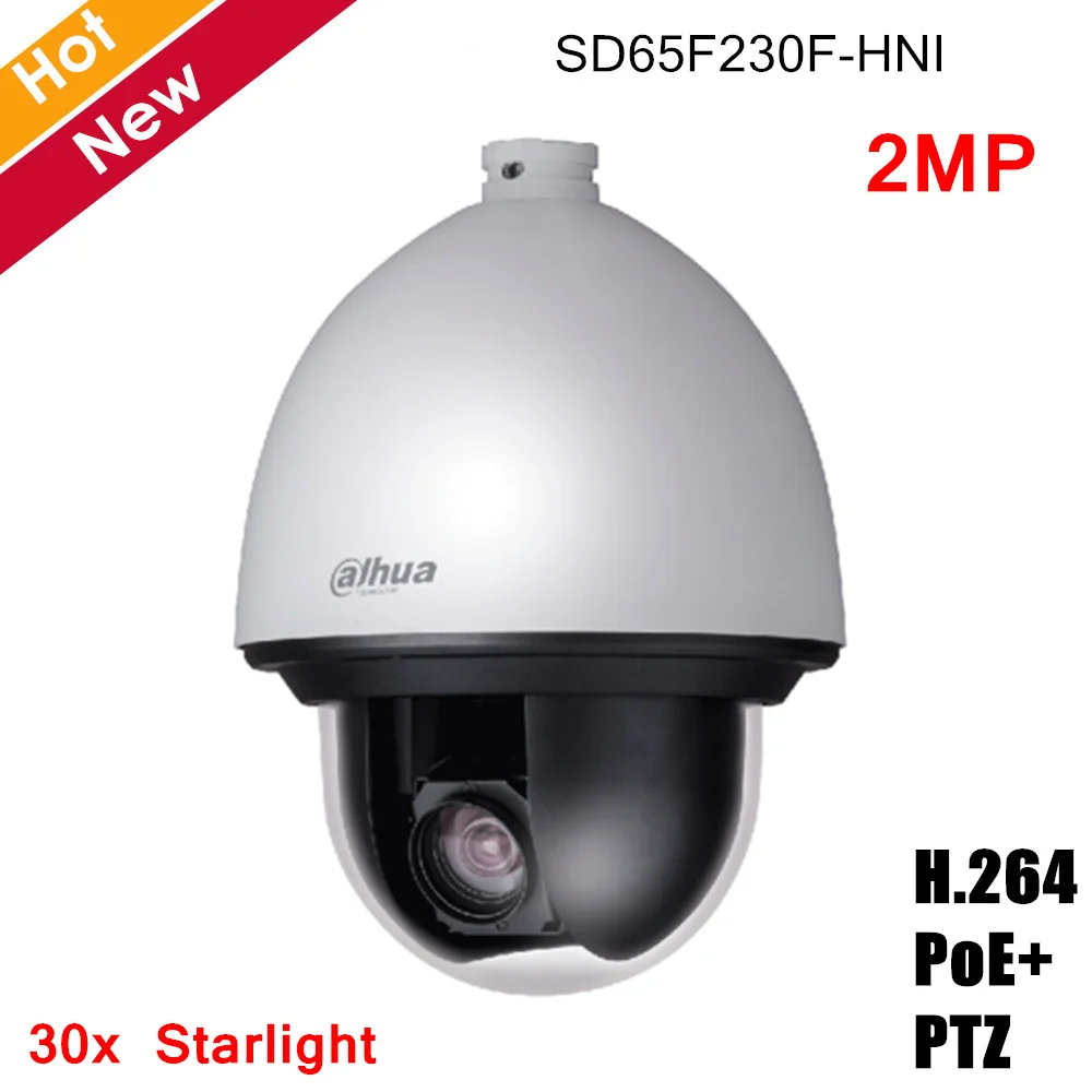 

Dahua 2MP 30x Optical zoom Starlight PTZ Network Camera Auto tracking and IVS Support PoE+ and IP67 Dahua PTZ Cam SD65F230F-HNI